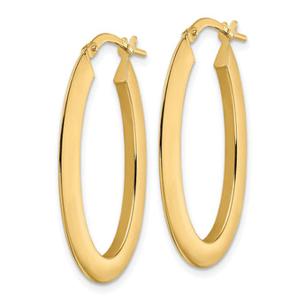 14K  Polished Oval Hoop Earrings