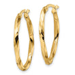 14k Twisted 2.5x20x29mm Oval Hoop Earrings