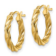 14k Polished & Textured Twisted Hoop Earrings