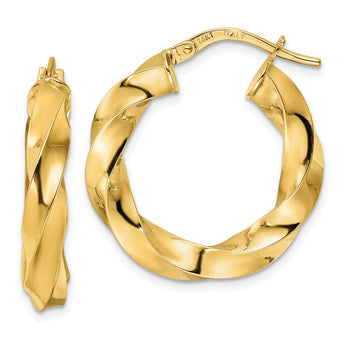 14K  Polished Twisted Hoop Earrings