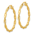 14K Polished and Textured Twisted Hoop Earrings