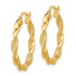 14K Polished and Textured Twisted Hoop Earrings