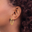 14K Polished and Textured Twisted Hoop Earrings