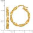 14K Polished and Textured Twisted Hoop Earrings