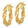 14K Polished and Textured Twisted Hoop Earrings