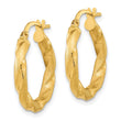 14K Polished and Satin Twisted Hoop Earrings