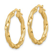 14K Brushed and Polished Twisted Hoop Earrings