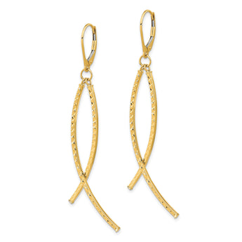 14K Polished Diamond Cut Fancy Dangle Leverback Earrings - Birthstone Company