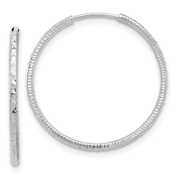 14k White Gold D/C 1.50mm Endless Hoop Earrings