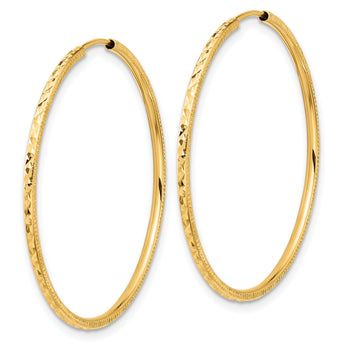 14k D/C 1.50mm Endless Hoop Earrings