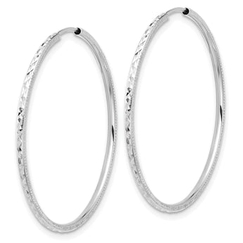 14k White Gold D/C 1.50mm Endless Hoop Earrings