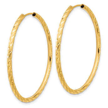 14k Polished and Satin D/C 2.00mm Endless Hoop Earrings