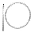 14k White Gold Polished and Satin D/C 2.00mm Endless Hoop Earrings