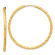14k Polished and Satin D/C 2.00mm Endless Hoop Earrings
