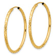 14k Polished and Satin D/C 2.00mm Endless Hoop Earrings