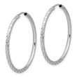 14k White Gold Polished and Satin D/C 2.00mm Endless Hoop Earrings