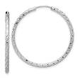 14k White Gold Polished and Satin D/C 2.00mm Endless Hoop Earrings