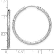14k White Gold Polished and Satin D/C 2.00mm Endless Hoop Earrings