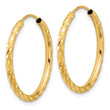 14k Polished and Satin D/C 2.00mm Endless Hoop Earrings
