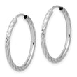 14k White Gold Polished and Satin D/C 2.00mm Endless Hoop Earrings