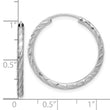 14k White Gold Polished and Satin D/C 2.00mm Endless Hoop Earrings