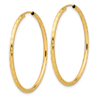 14k Polished and Satin D/C 2.00mm Endless Hoop Earrings