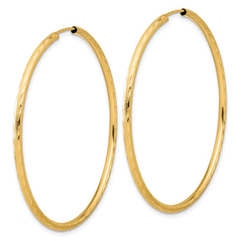14k Polished and Satin D/C 2.00mm Endless Hoop Earrings