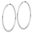 14k White Gold Polished and Satin D/C 2.00mm Endless Hoop Earrings