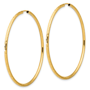 14k Polished and Satin D/C 2.00mm Endless Hoop Earrings