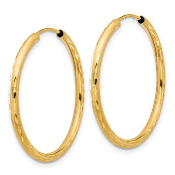 14k Polished and Satin D/C 2.00mm Endless Hoop Earrings