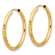 14k Polished and Satin D/C 2.00mm Endless Hoop Earrings