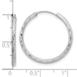14k White Gold Polished and Satin D/C 2.00mm Endless Hoop Earrings