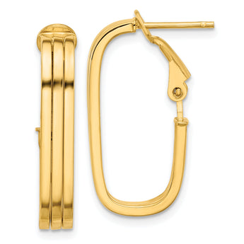 14K Polished Oval Omega Back Hoop Earrings