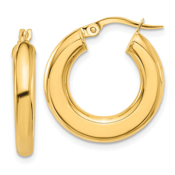 14K Polished Tube Hoop Earrings