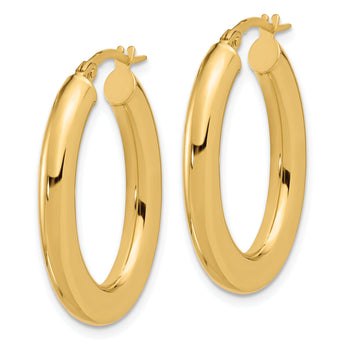 14K Polished Tube Oval Hoop Earrings