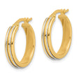 14K Two-tone Polished and Diamond-cut Hoop Earrings