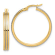 14K Two-tone Polished and Diamond-cut Hoop Earrings