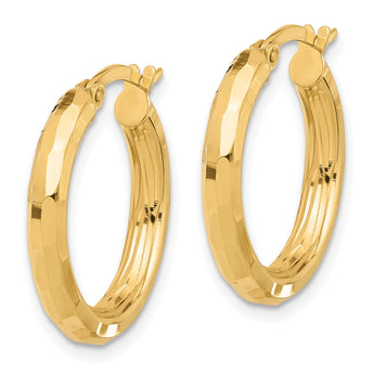 14K Polished and Diamond-cut Hoop Earrings