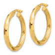 14K Polished and Diamond-cut Hoop Earrings