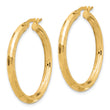 14K Polished and Diamond-cut Hoop Earrings