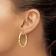 14K Polished and Diamond-cut Hoop Earrings