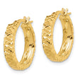14K Polished 4mm Diamond Cut Hoop Earrings