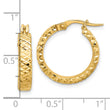 14K Polished 4mm Diamond Cut Hoop Earrings