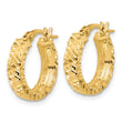 14K Polished 4mm Diamond Cut Hoop Earrings