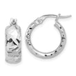 14K White Gold Polished and Diamond Cut 6mm Hoop Earrings