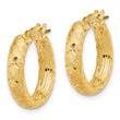 14K Satin Criss Cross 4mm Diamond Cut Hoop Earrings