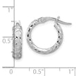 14K White Gold Satin 4mm Diamond Cut Hoop Earrings