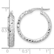 14K White Gold Satin 4mm Diamond Cut Hoop Earrings