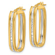 14K Two-tone D/C Oval Hoop Earrings
