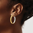 14K Polished and Rhodium Diamond-cut Circle Hoop Earrings